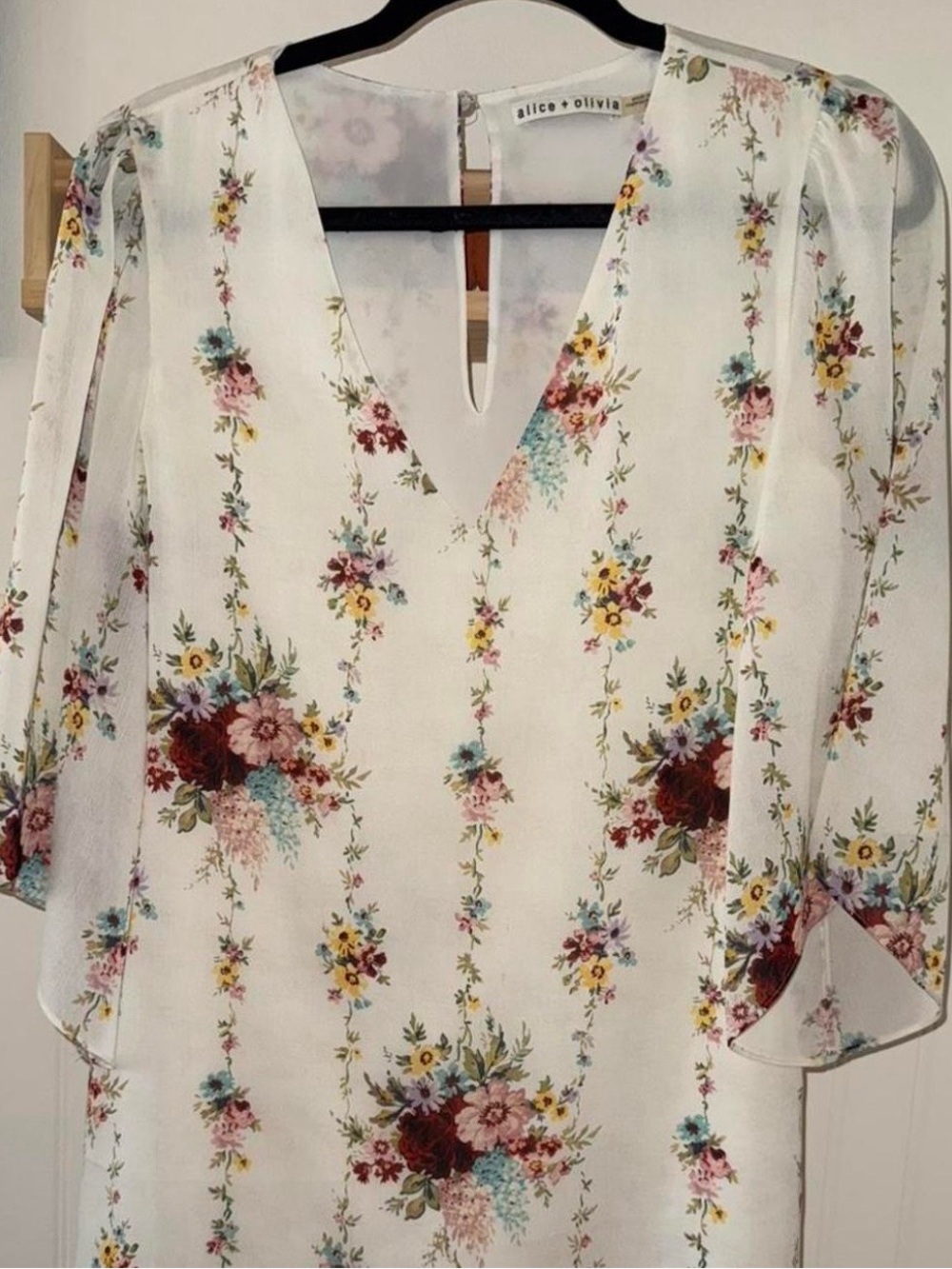 Alice + Olivia Vintage Bouquet Cream Floral Mini Dress